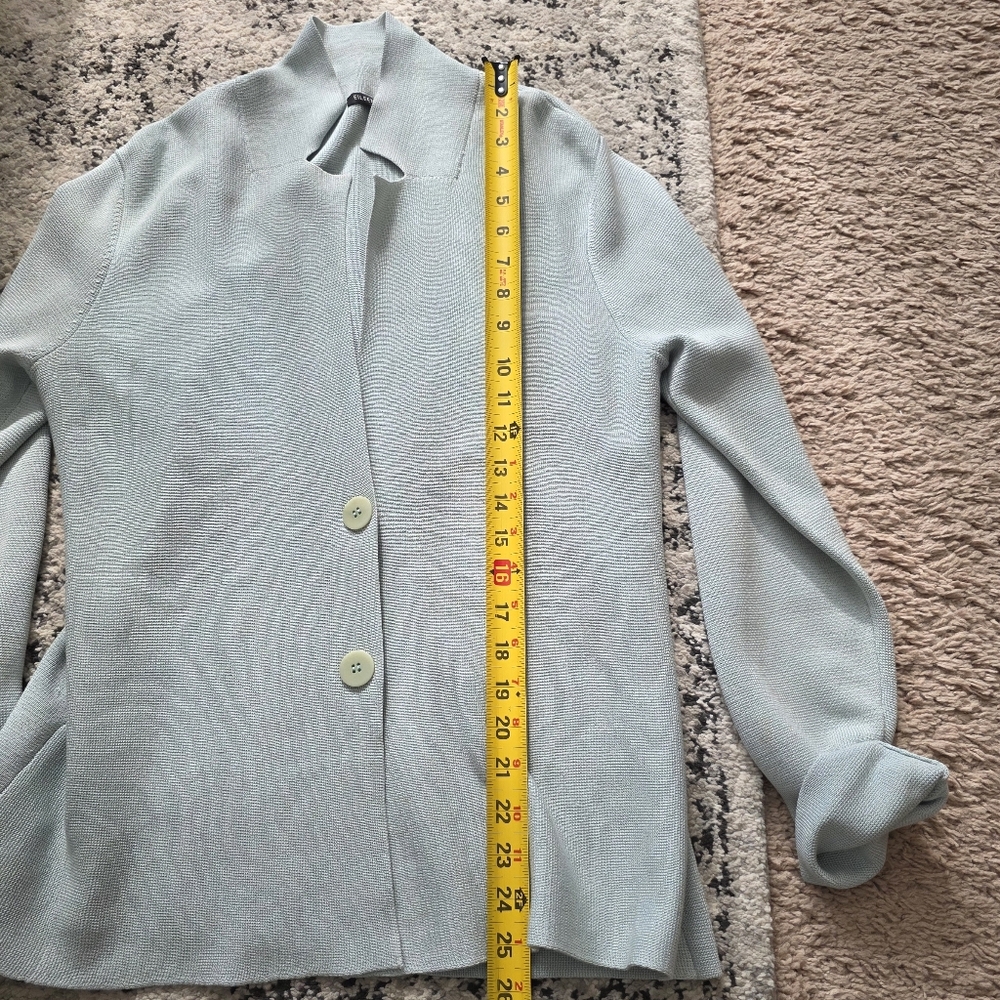 Eileen Fisher Silk Blend Cardigan Womens M Light Sea Green Preppy Coastal - Picture 10 of 12